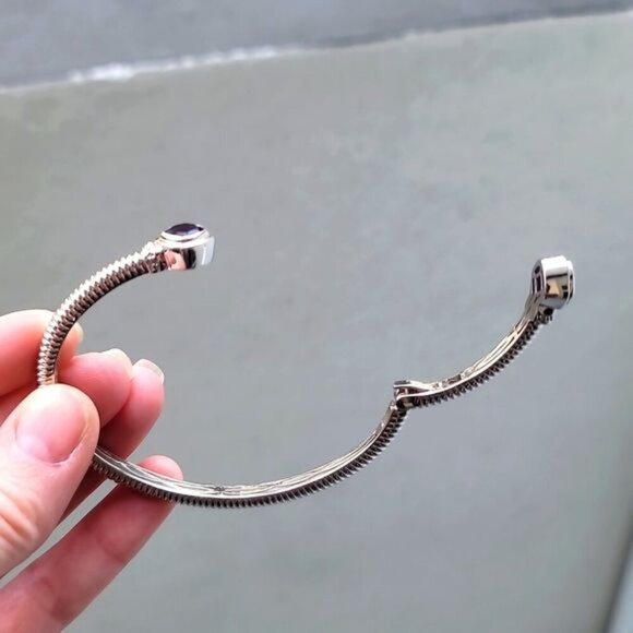 Amethyst ✦ Cushion‑Cut Cuff Bracelet ✦ Platinum 7.25" 2.80ctw Stones NWT - Picture 3 of 8